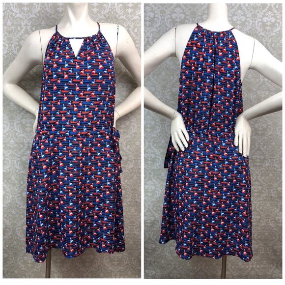 2/$30 Stitch Fix 41 Hawthorn Medium Womens Tammi Sailboat Print Dress Novelty - Picture 1 of 8